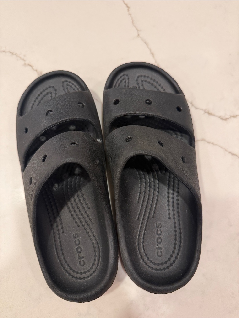 CROCS Kids Black Dual-Strap Slide Sandals